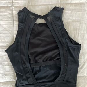 Open back black dance leotard